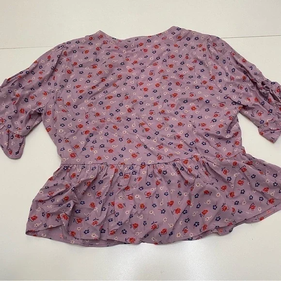 Madewell NWT Tie-Sleeve Wrap Top in Prairie Posies size 6 - Picture 8 of 12